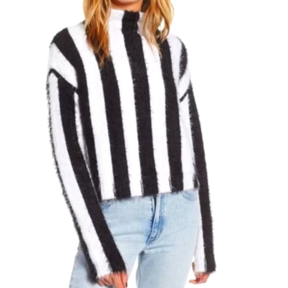 BLANKNYC Striped Black and White Women's Sweater
